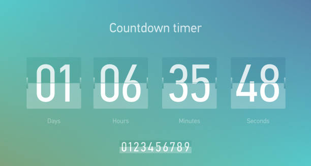 Flip countdown clock counter timer Flip countdown clock counter timer, coming soon or under construction web site page time remaining count down, vector illustration timer stock illustrations
