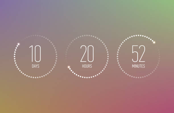Countdown clock counter timer Digital countdown clock counter timer, coming soon or under construction web site page time remaining count down, vector illustration data chronology stock illustrations