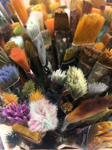 Artist's paintbrushes with equipments