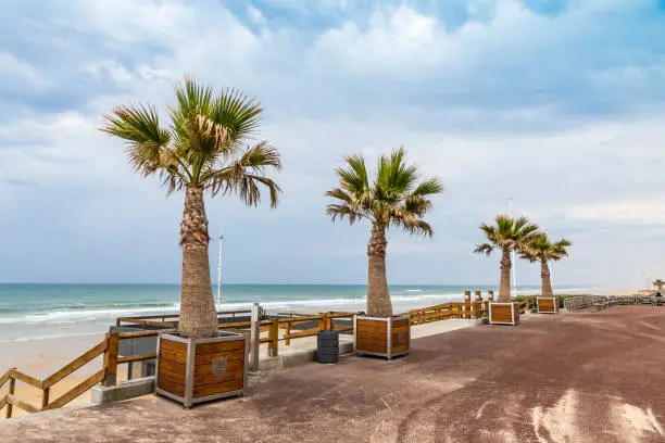 Picturescue view of the beach on the Atlantic coast of France near Lacanau-Ocean, Bordeaux, France