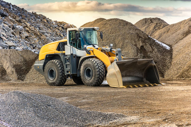 Excavator in an open-air mine in Segovia (Spain)