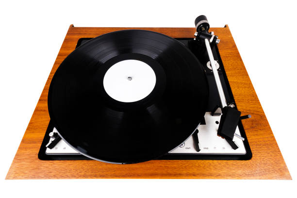 istock Vintage turntable vinyl record player isolated on white 988351208