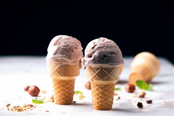 istock hazelnut choccolate ice cream on wafle cone 988352468