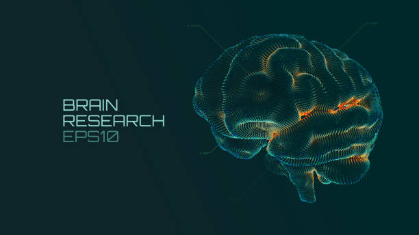 badanie mózgu futurystyczny medyczny ui. testowanie iq, technologia wirtualnej emulacji sztucznej inteligencji - brain nerve cell healthcare and medicine technology stock illustrations
