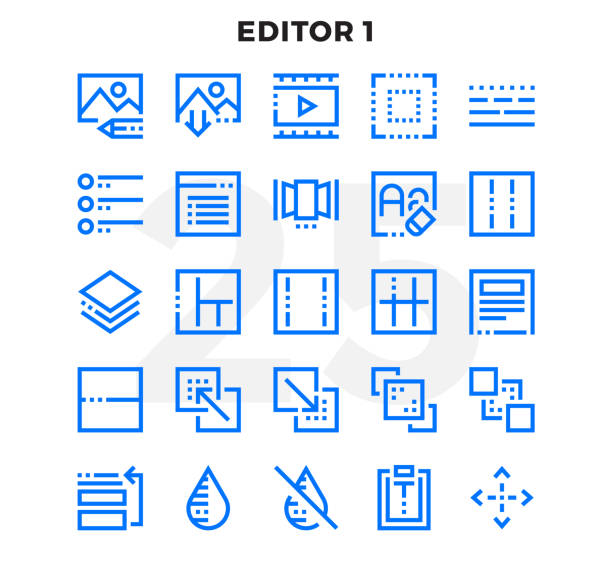 Dashed Outline Icons Pack for UI. Pixel perfect thin line vector icon set for web design and website application. Dashed Outline Icons Pack for UI. Pixel perfect thin line vector icon set for web design and website application. resize stock illustrations