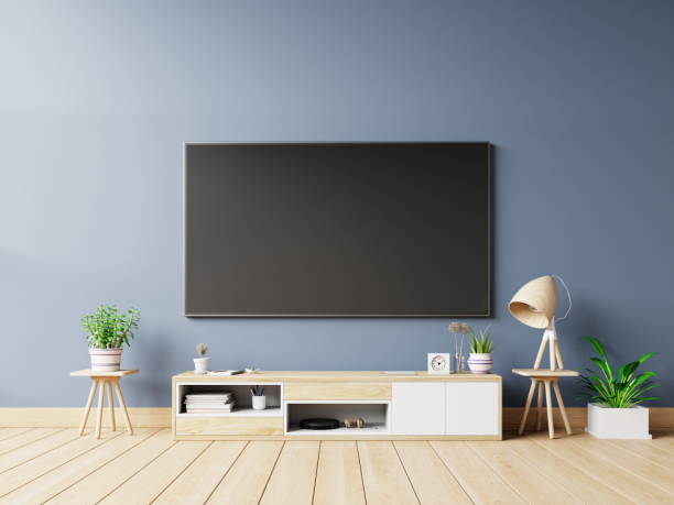 istock Tv screen in modern empty room and lamp,plants,Decoration 988363640