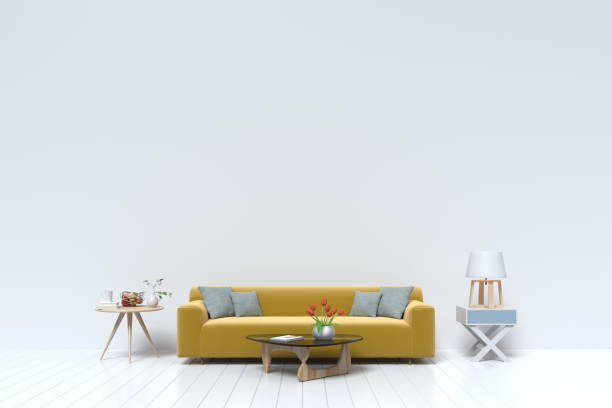 istock Living room yellow and sofa on floor white 988363730