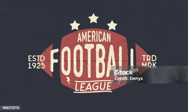 Vetores de Símbolo Da Liga De Futebol Bola De Futebol Americano Símbolo Retrô Moderno Poster Vintage Com Silhueta Texto E Bola Modelo Ilustração Vetorial e mais imagens de Futebol Americano