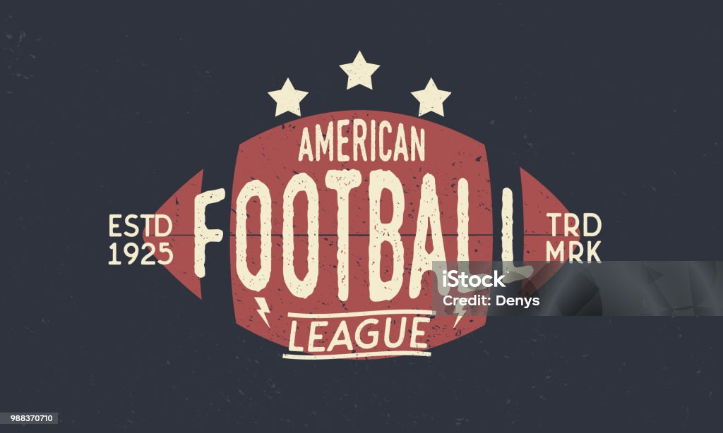 Football league symbol. American Football ball. Trendy retro symbol. Vintage poster with text and ball silhouette. Template. Vector Illustration Vector illustration American Football - Sport stock vector