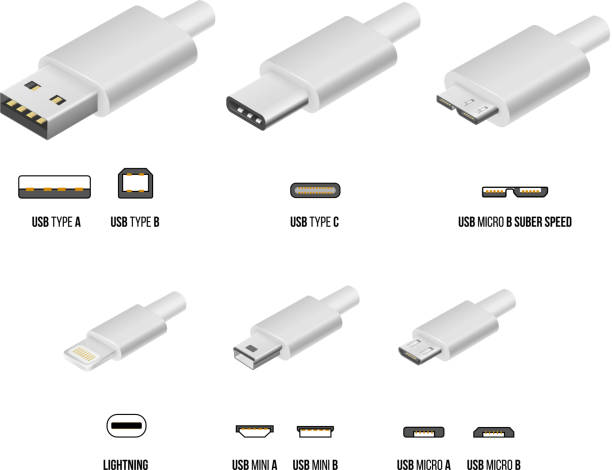 illustrations, cliparts, dessins animés et icônes de tous les usb type - câble usb
