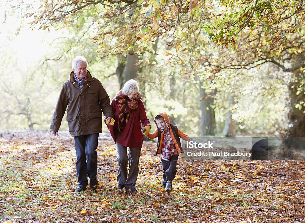 Avós Jogando no parque com seu Neto - Royalty-free Outono Foto de stock