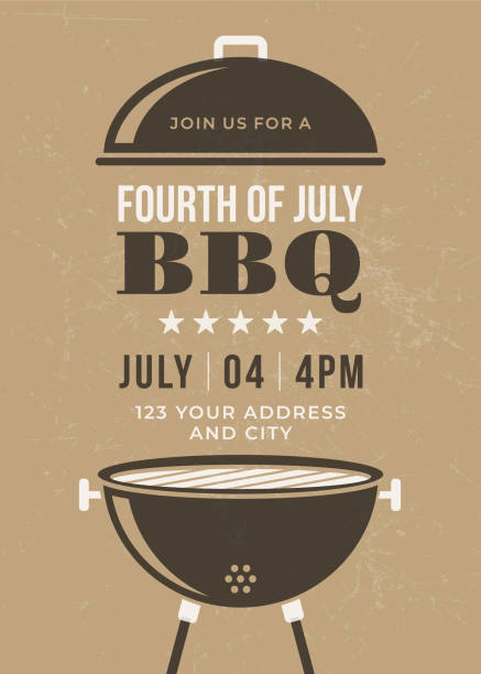 illustrazioni stock, clip art, cartoni animati e icone di tendenza di invito per feste barbecue del 4 luglio - feast day immagine