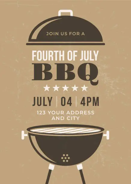 Vector illustration of Fourth of July BBQ Party Invitation