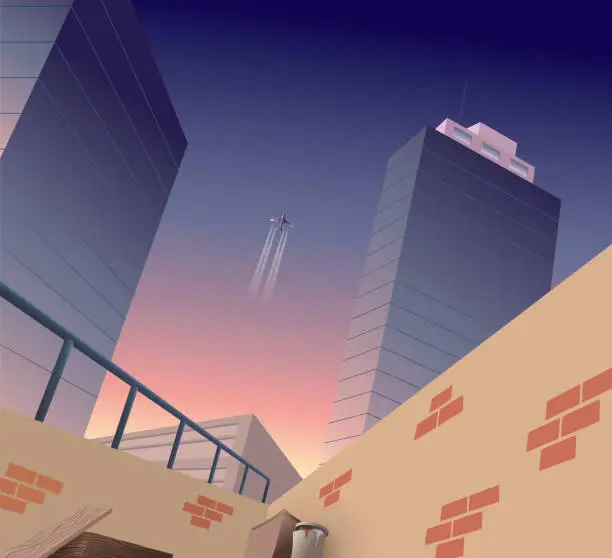Vector illustration of City background at dusk