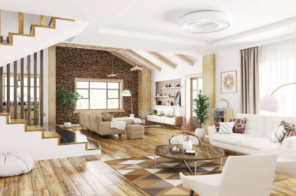istock Interior of modern house 3d rendering 988465676