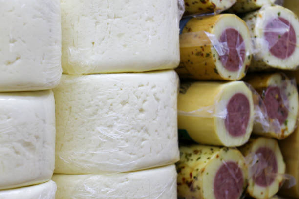 Beautiful cheese factory with a wide variety of shapes and flavor