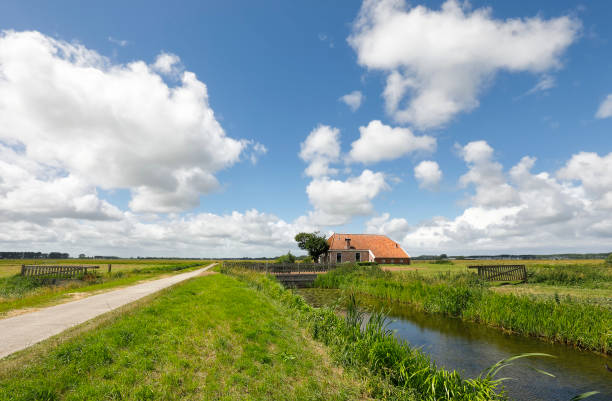 istock old cozy farmhouse by river over blue sky 988478258