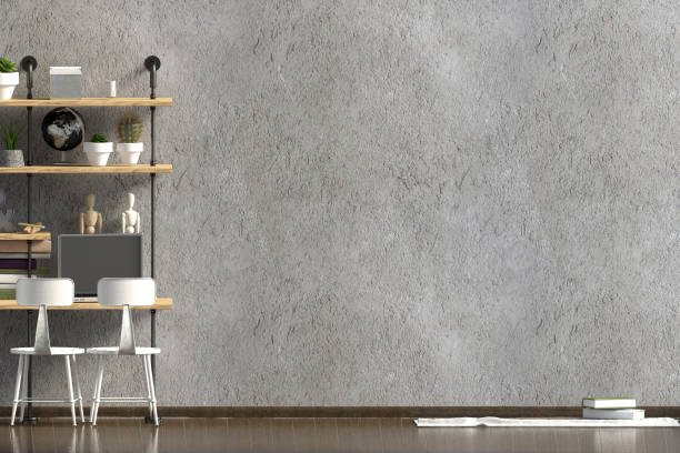 istock Modern contrast interior in the style scandinavian, a place for study. 3D illustration. Wall mock up 988479050