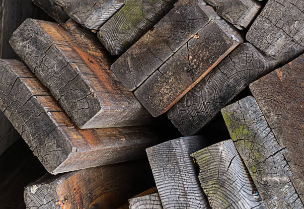 stack of weathered old boards material wooden base design theme construction decorating