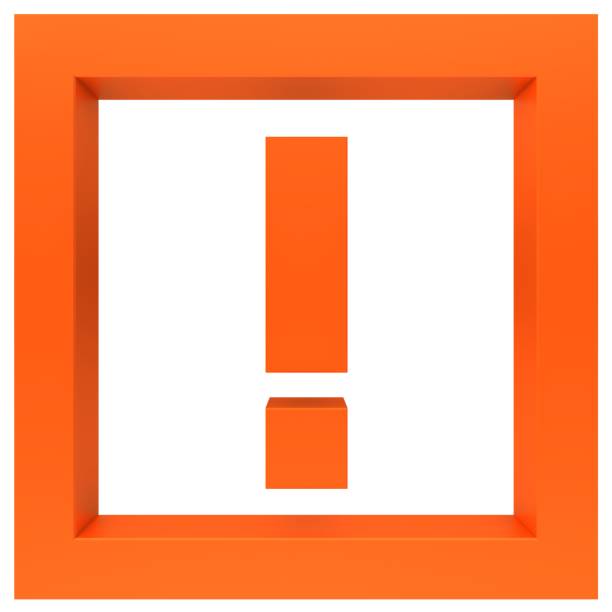 exclamation point mark 3d icon orange cut out
