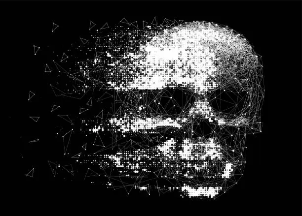 Vector illustration of Vector human particle skull