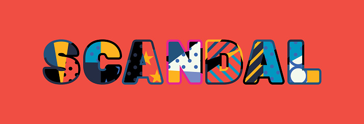 The word SCANDAL concept written in colorful abstract typography. Vector EPS 10 available.