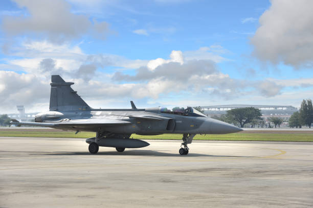 istock Gripen aircraft over the horizon. 988506284
