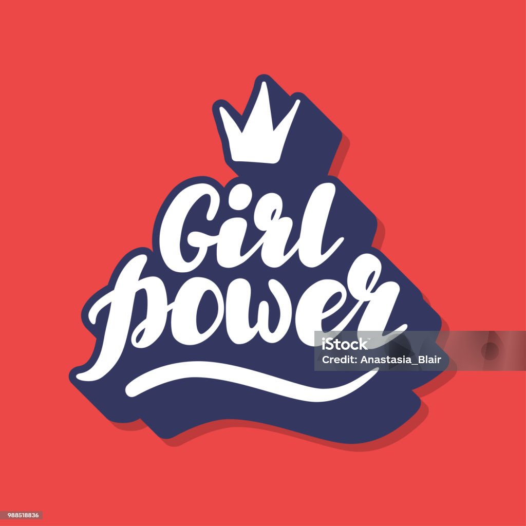 Escrito a mano Letras ilustración Girl Power - arte vectorial de Armas de mujer libre de derechos