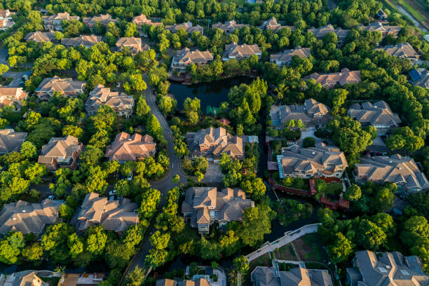 istock Aerial view of detached duplex house 988522536