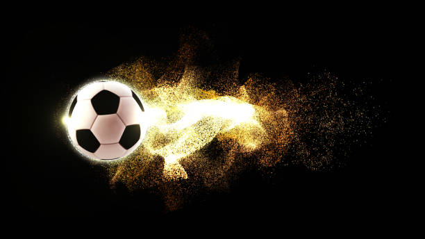 istock Spinning Football with Flowing Fire Particles 988524922