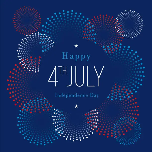 Vector illustration of Fourth of July Party Invitation with Fireworks