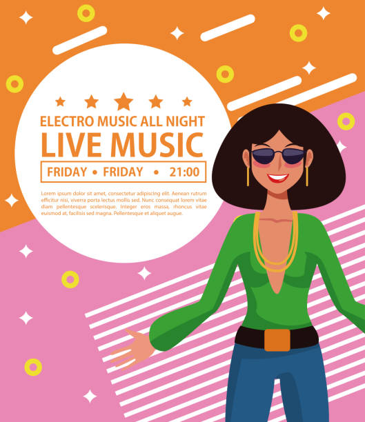 ilustrações, clipart, desenhos animados e ícones de cartaz de festivas de música electro - memphis tennessee audio