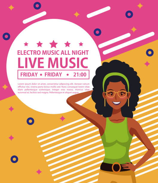 ilustrações de stock, clip art, desenhos animados e ícones de electro music festive poster - memphis tennessee audio