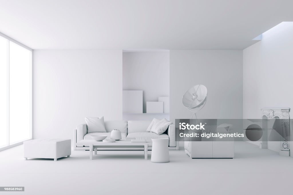 3 d render interior del hermoso limpio - Foto de stock de Blanco - Color libre de derechos