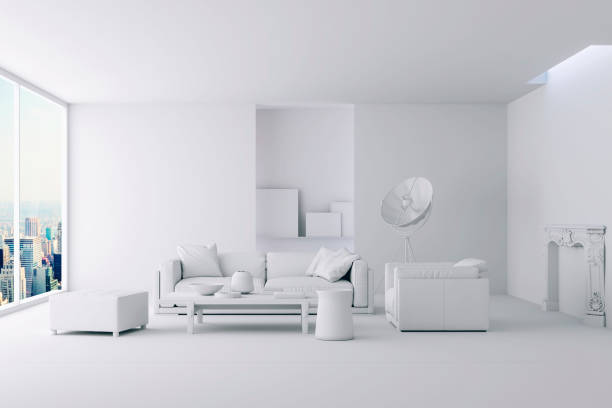 istock 3d render of beautiful clean interior 988584068