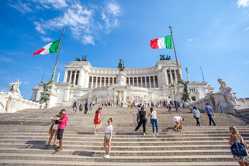 Rome, Italy - 22.06.2018: Venice Square in Rome, and the Monument of Victor Emmanuel.
