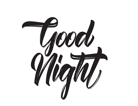 Pretty Script Goodnight Vector Illustration Handwritten Type Lettring Of Good Night On White ...