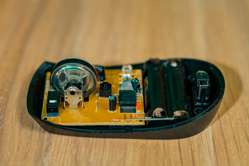 Computer Mouse Without Cable Elements On The Light Surface Of The Desktop Is A Computer Mouse Without A Top ...