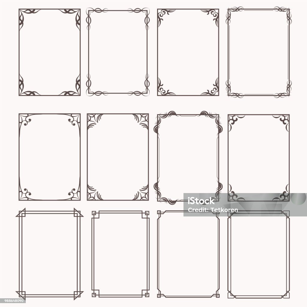 Décoratifs encadre et borde le rectangle des proportions ensemble - clipart vectoriel de Bordure libre de droits