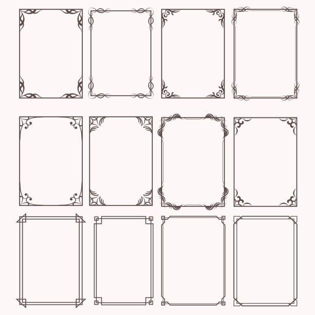 장식 프레임 및 테두리 사각형 비율 설정 - corner marking illustrations stock illustrations