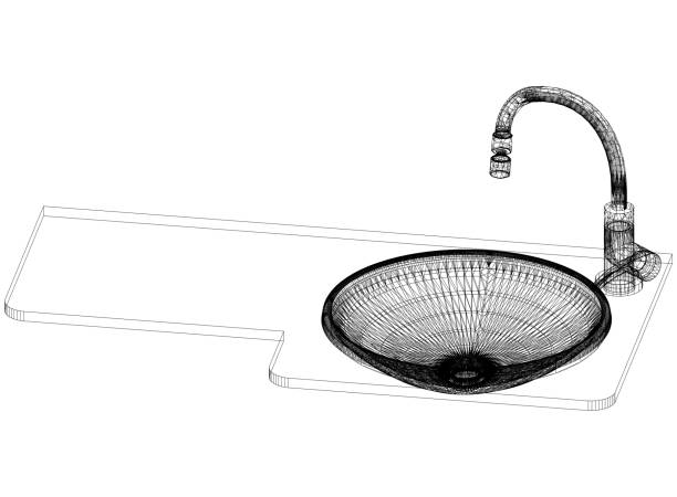 istock sink and faucet Architect Blueprint - isolated 988648394