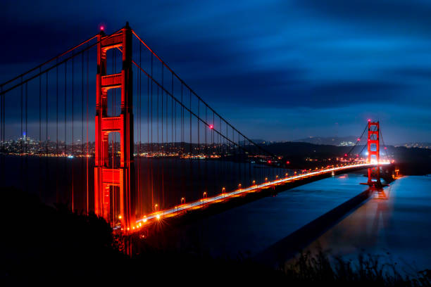 Moonlight on the Golden Gate Bridge stock photo
