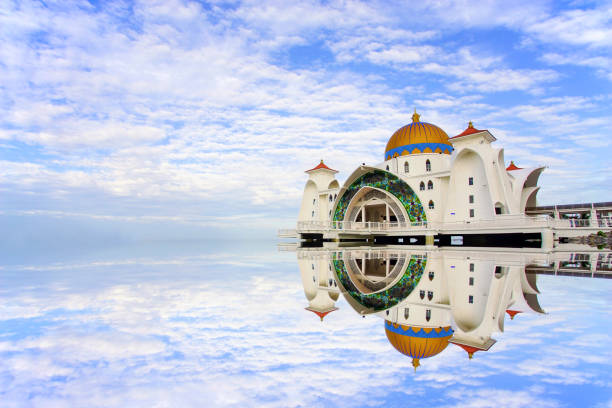 Majestic view of Malacca Straits Mosque .
