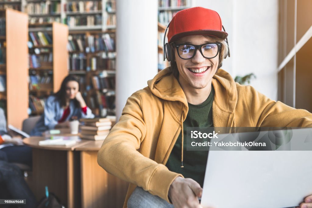 Male Using Computer Positive Male Using Notebook Computer Stock Photo - Download Image Now ...
