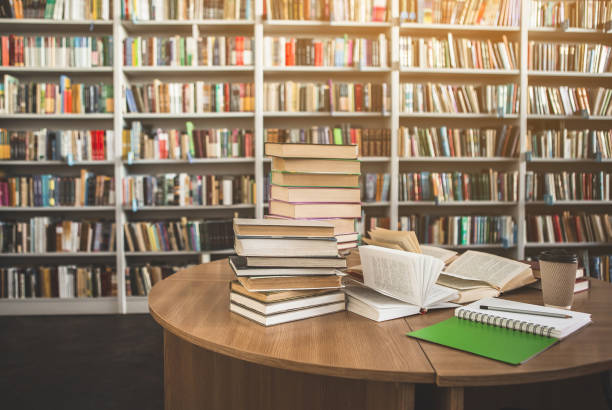 istock Books and copybook locating in library 988681878