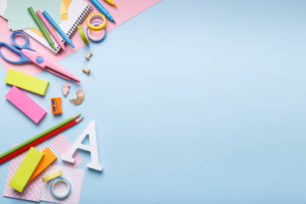 istock Colorful stationary school supplies 988714880