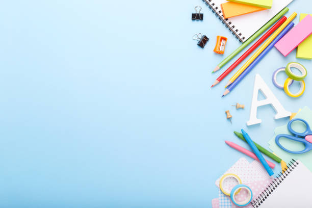 istock Colorful stationary school supplies 988715032