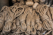 Natural jute twine rope roll in bazaar