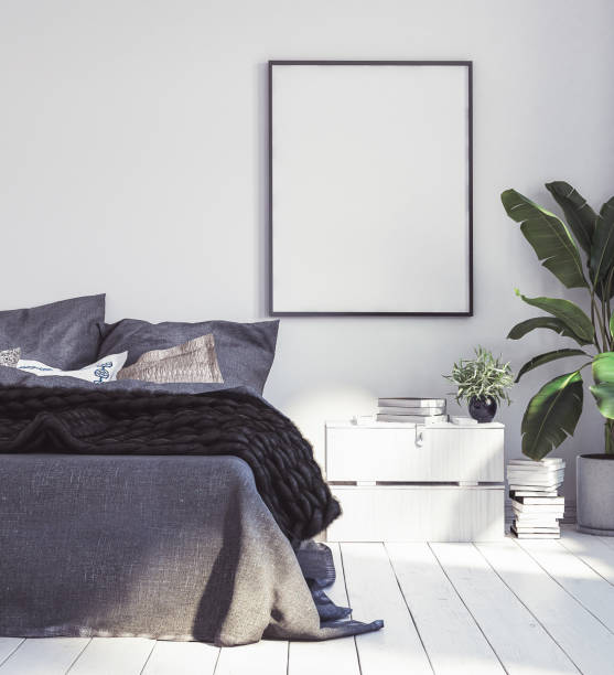 istock Posters mock-up in new Scandinavian bedroom 988733022