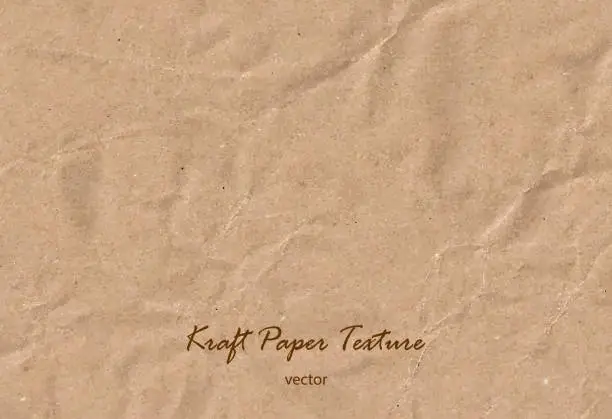 Vector illustration of Vector kraft paper sheet. Brown rough paper texture. Wrapping